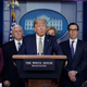 U.S. President Donald Trump, joined by members of the Coronavirus Task Force, speaks about the coronavirus in the press briefing room at the White House on March 17, 2020 in Washington, DC.